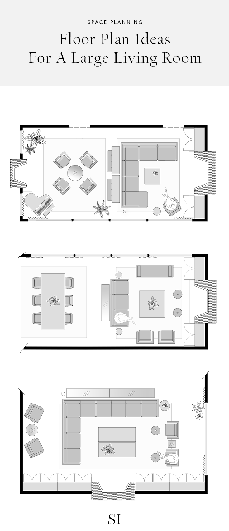 5 Furniture Layout Ideas for a Large Living Room, with Floor Plans -   13 garden design Layout furniture arrangement ideas