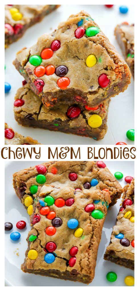 Chewy Brown Butter M&M Blondies -   14 desserts Yummy sweet treats ideas
