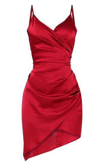 Shape Burgundy Satin Wrap Dress -   14 dress Wrap red ideas