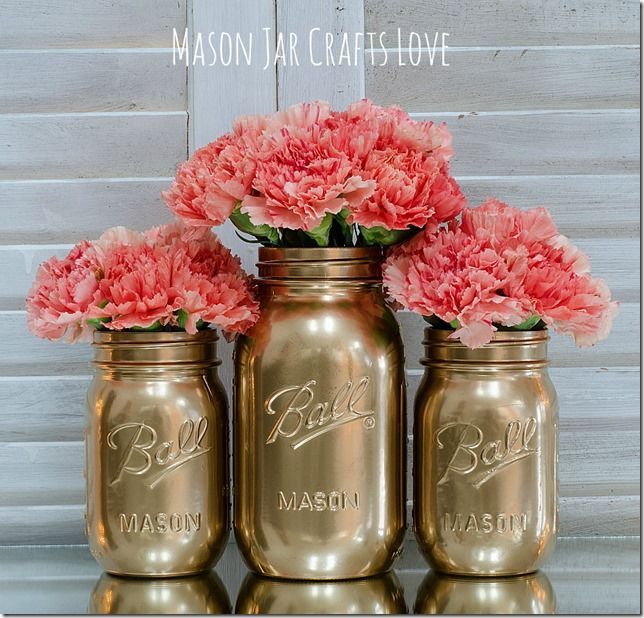 How To Spray Paint Jars -   15 makeup Gold mason jars ideas