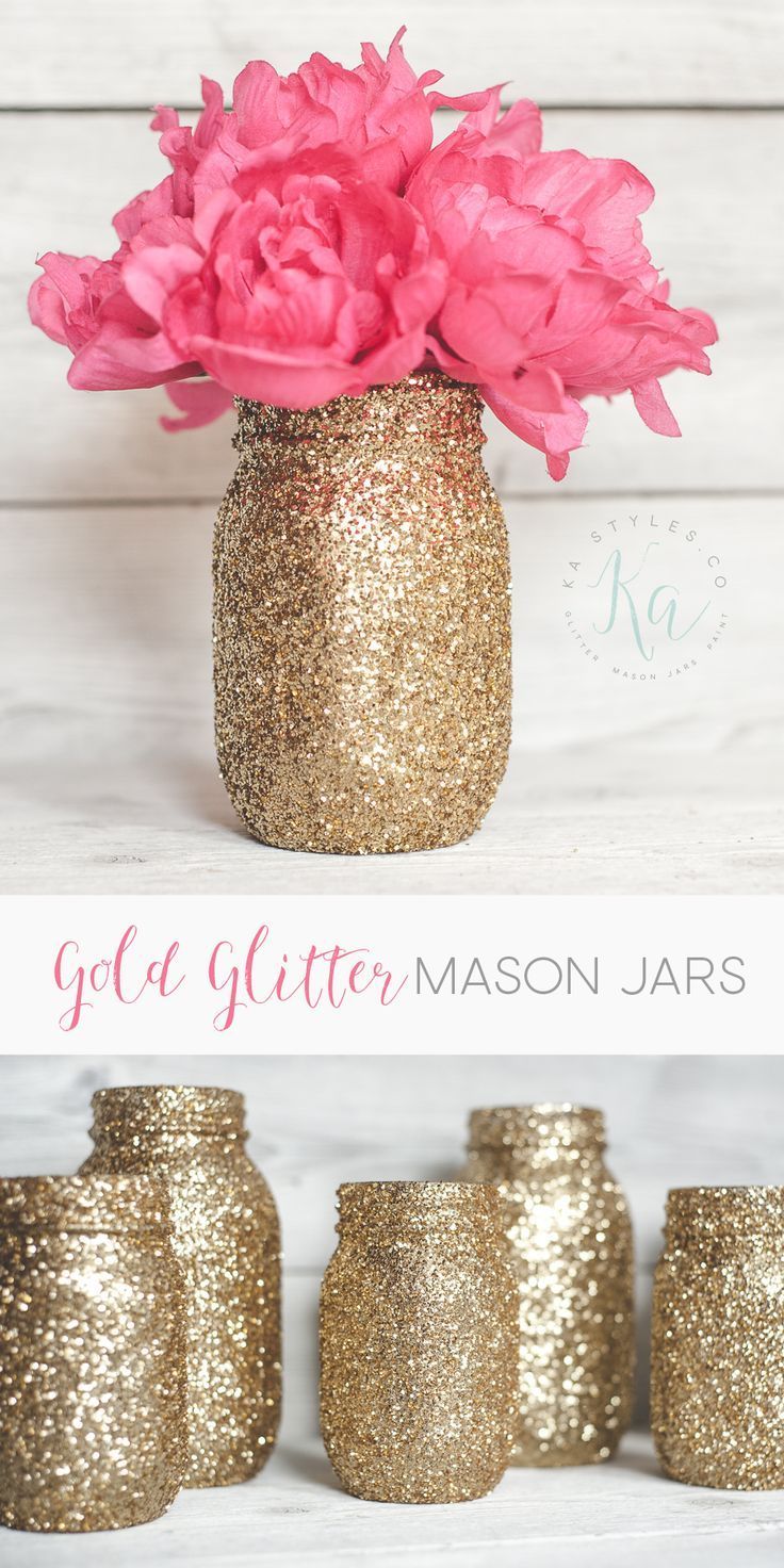 Gold Glitter Mason Jars -   15 makeup Gold mason jars ideas