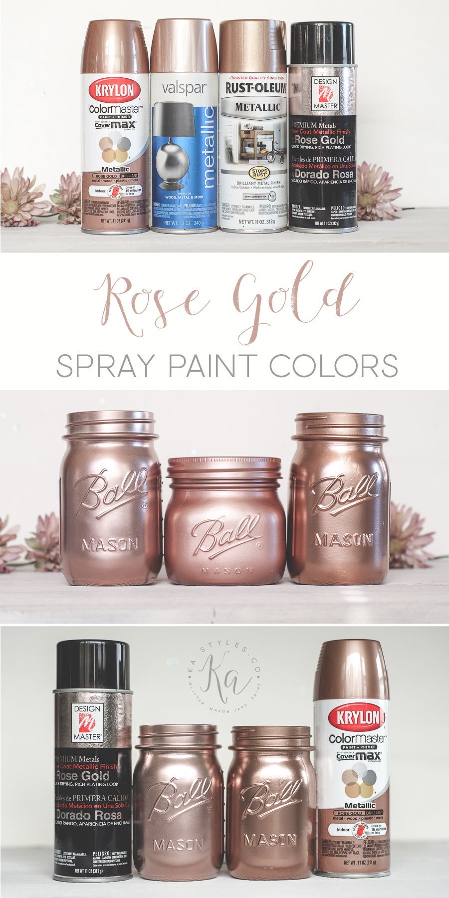 Rose Gold Spray Paint -   15 makeup Gold mason jars ideas
