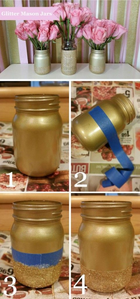 15 makeup Gold mason jars ideas