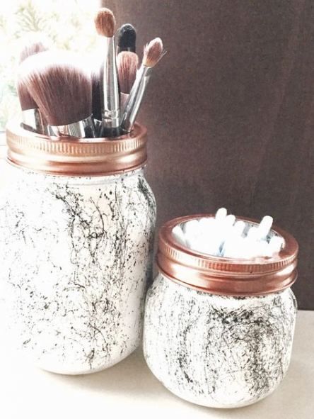 15 makeup Gold mason jars ideas