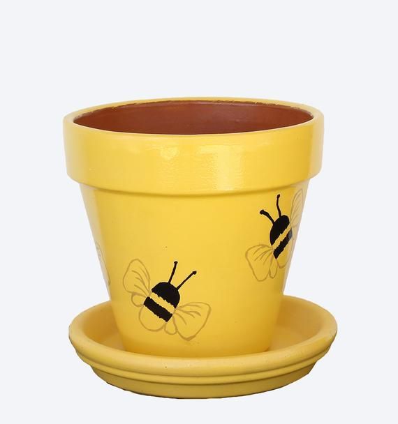 Painted Bee Planter -  Cute Indoor Plant Pot, PotsEtc -   15 planting other ideas