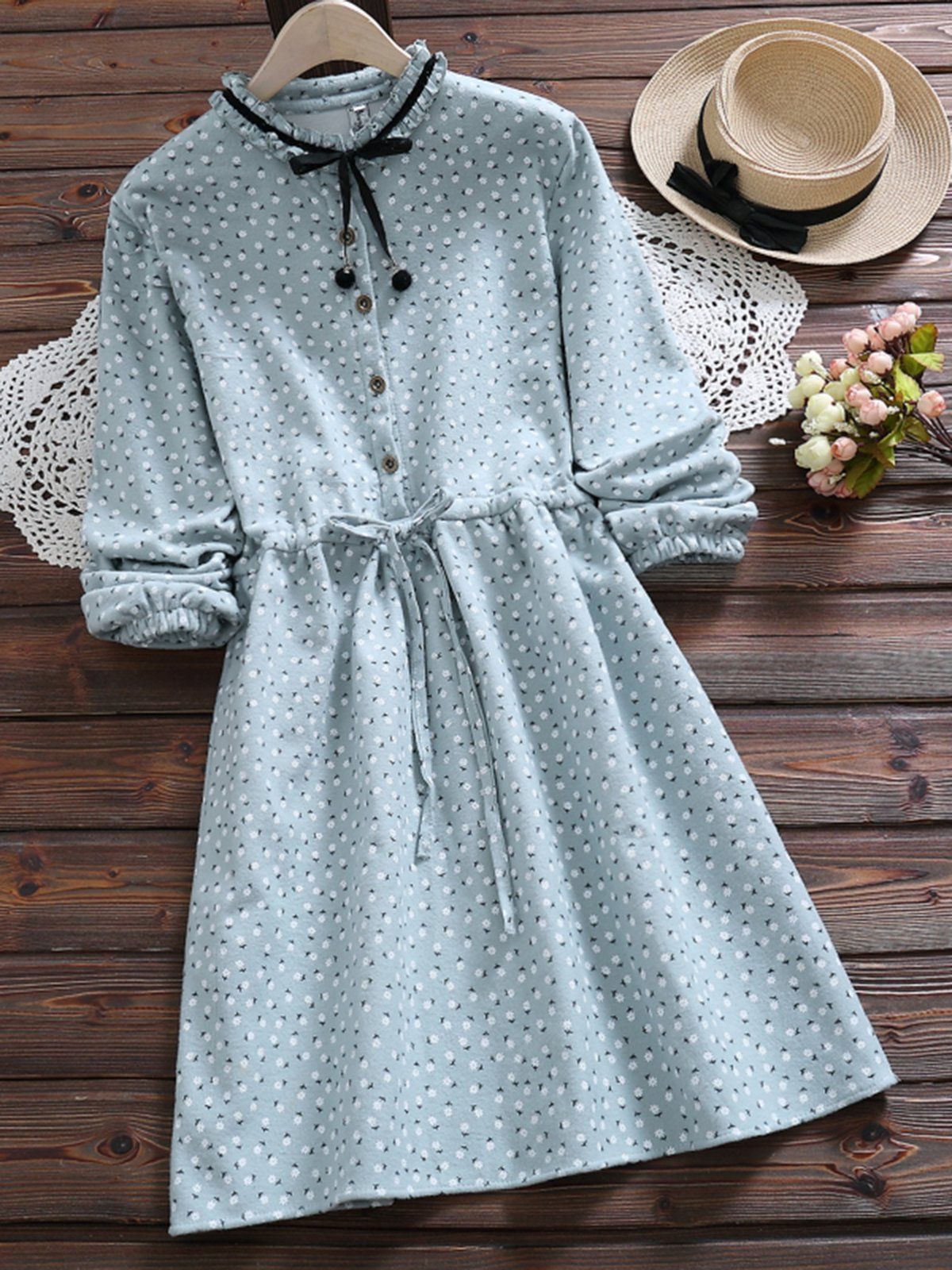 A-Line Date Casual Quilted Shirt-Collar Dress -   16 dress Designs casual ideas