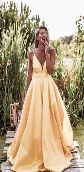 2019 Light Pastel Yellow Sexy Spaghetti Straps V-neck Long Empire Prom Dresses, PD0951 2019 Light Pastel Yellow Sexy Spaghetti Straps V-neck Long Empire Prom Dresses, PD0951 -   17 dress Formal fashion ideas