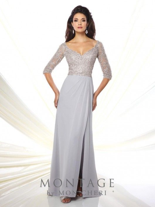 Montage 116942 Sheer Sleeve Mother of the Bride Gown -   17 dress Mother Of The Bride daughters ideas