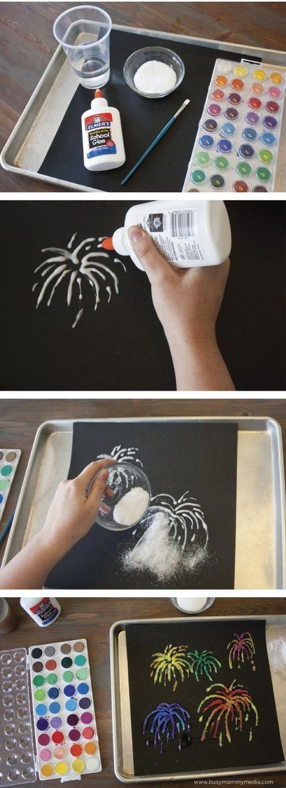 Who knew painting with salt would turn out so cool! -   17 holiday Crafts school ideas