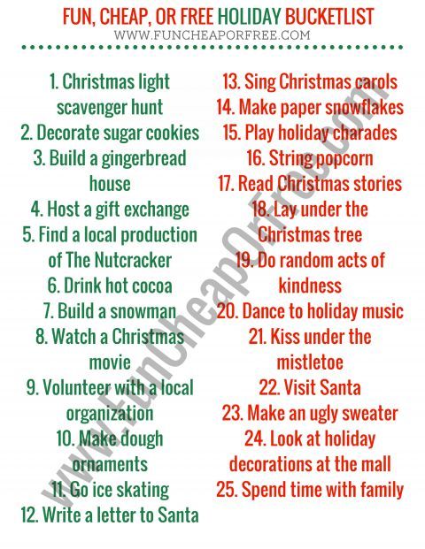 The Ultimate Holiday Bucket List! + Free Printable (Christmas Break Boredom Buster -   18 holiday Activities list ideas