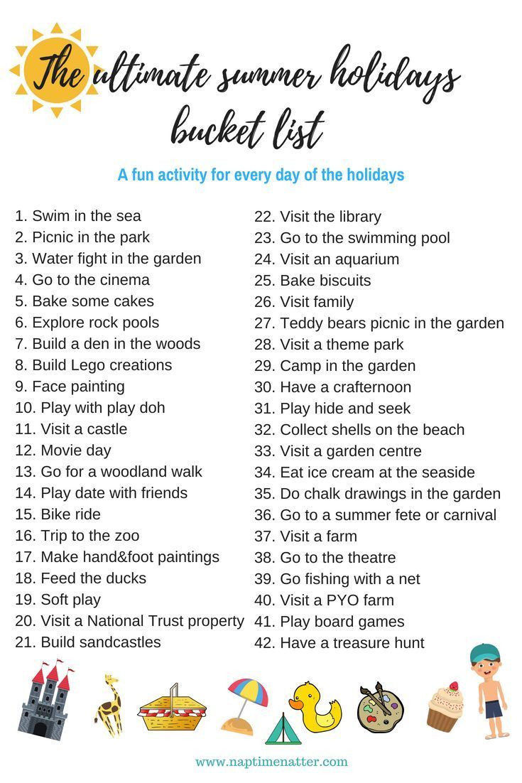 18 holiday Activities list ideas