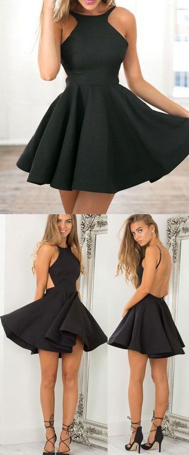Backless Short Mini Short Black Homecoming Dresses Prom Dress -   19 dress Formal short ideas