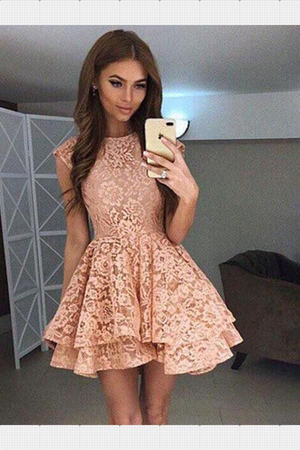 Admirable Homecoming Dresses 2019, Cute Homecoming Dresses, High Neck Homecoming Dresses, Homecoming Dresses Lace -   19 dress Formal short ideas