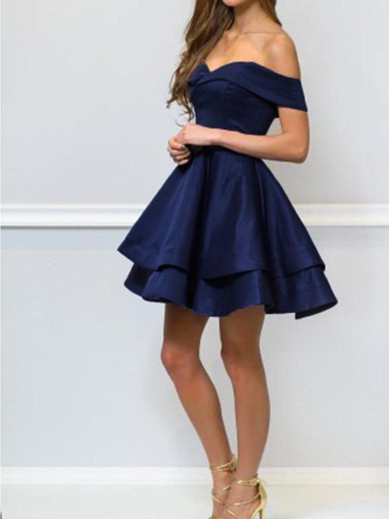 Off shoulder Short Navy Blue Prom Dresses, Short Navy Blue Formal Graduation Homecoming Dresses -   19 dress Formal short ideas