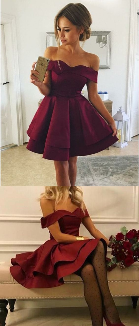 Cheap Off Shoulders Burgundy Mini Homecoming Dress ,Sweet 16 Dress,GDC1080 -   19 dress Formal short ideas