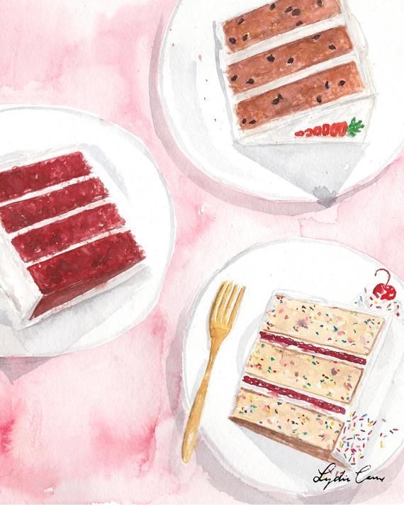 Cake Art Print - Birthday Cake Art Print, Kitchen Art, Food Illustration, Cake Illustration, Food Ar -   6 carrot cake Illustration ideas