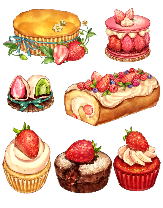N on -   6 strawberry cake Illustration ideas