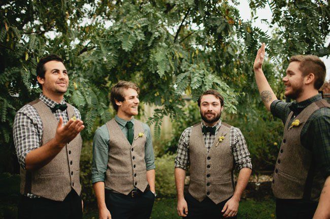 8 Wedding Parties who Nailed the Mismatched Suit Style Trend -   6 wedding Rustic groomsmen ideas