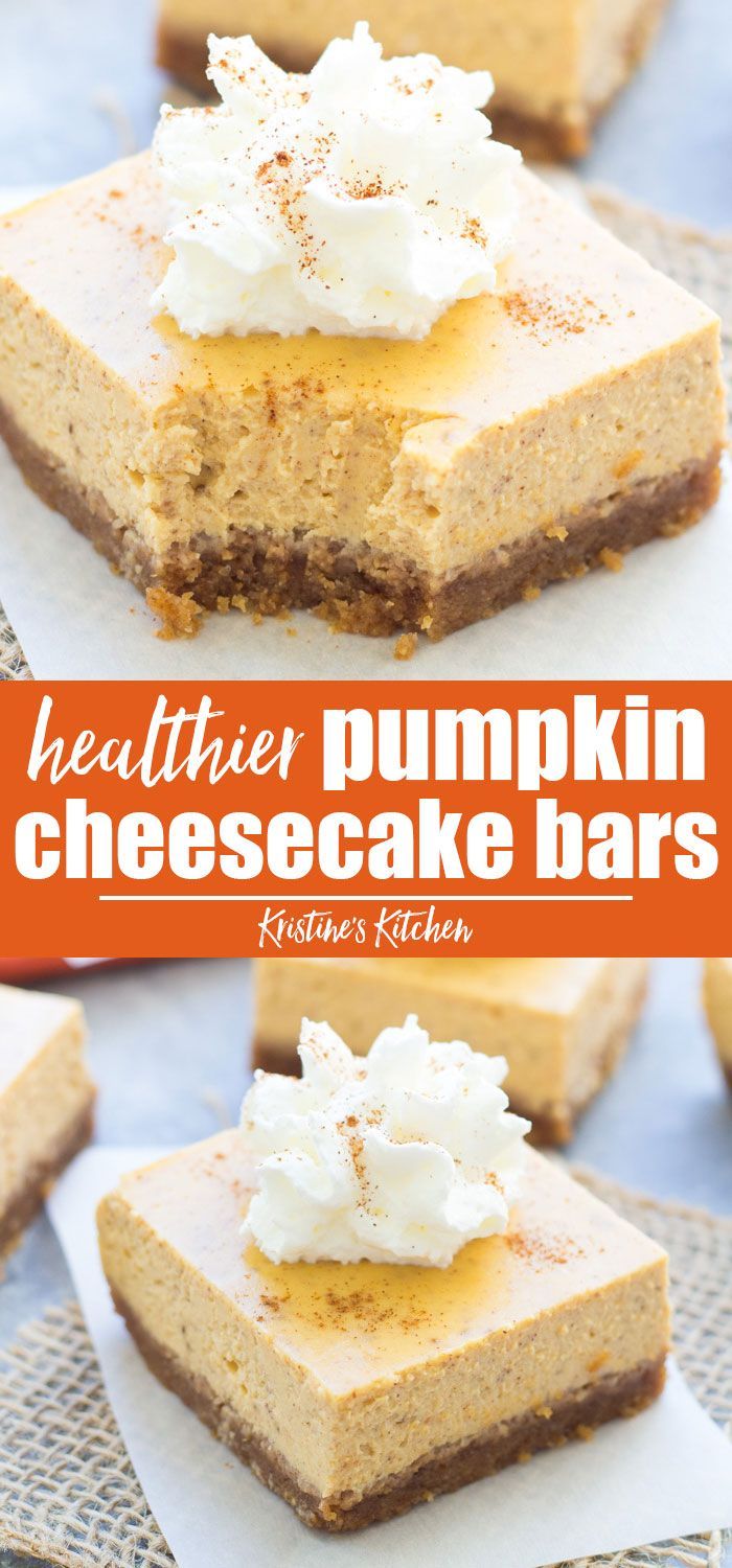 Healthier Pumpkin Cheesecake Bars -   7 desserts Amazing cheesecake bars ideas
