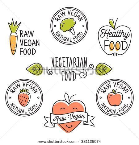 vegan Organic food labels and elements set for food, drink, restaurants, organic products. Raw vegan food Detox logo. Business signs template, concept, logos, identity, labels, badges and objects. -   10 diet Logo signs ideas