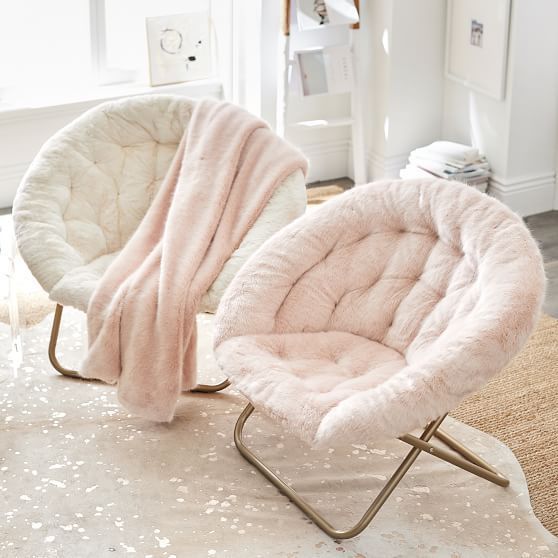 Ivory Polar Bear Faux-Fur Hang-A-Round Chair -   11 room decor Chic gold ideas