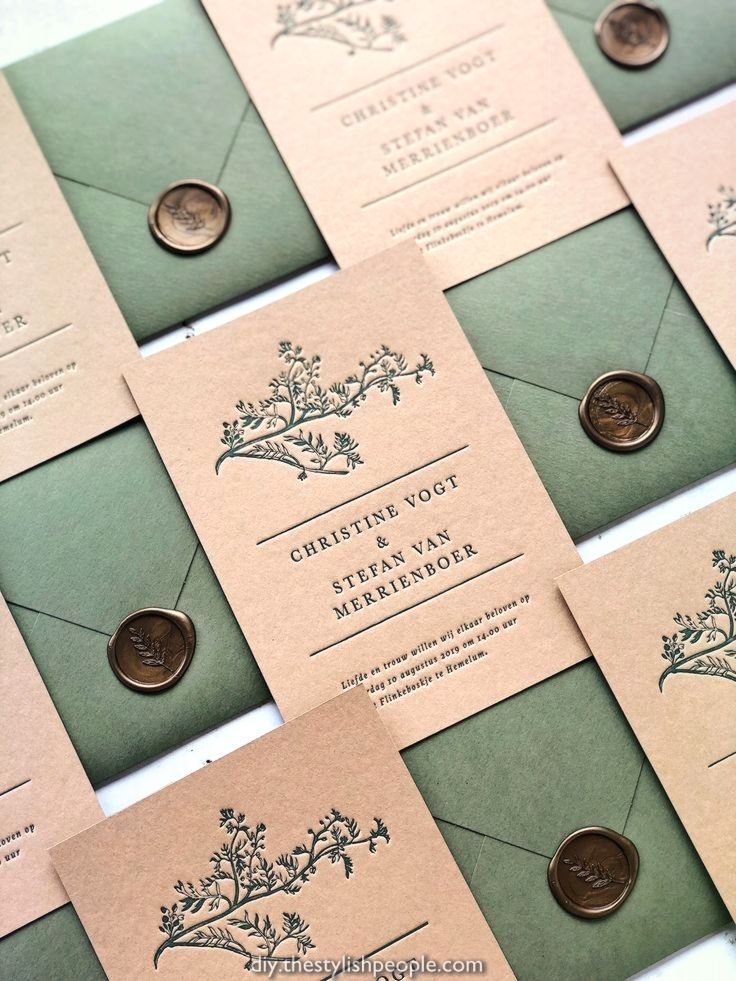 Magical Nature impressed letterpress wedding ceremony invitation within the sand field with a... -   11 wedding Card green ideas