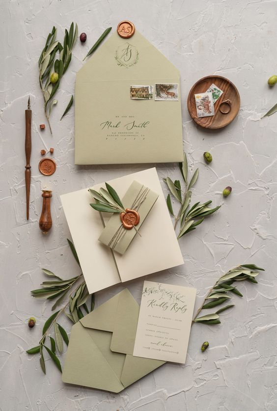 11 wedding Card green ideas