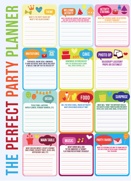 FREE Download! Party Planning Timeline + Mini Cake Pennant Flags -   12 Event Planning Worksheet for kids ideas