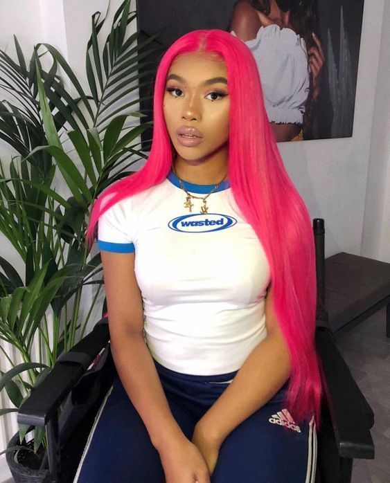 Rose Red Brazilian Remy Human Hair Wig Straight Wigs with Baby Hair Wigs -   13 hair Dyed african american ideas