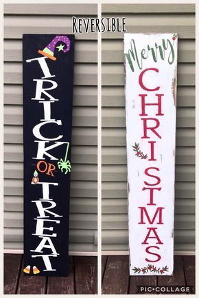 Reversible porch sign, harvest porch sign, merry Christmas porch sign, porch signs -   13 holiday Signs design ideas