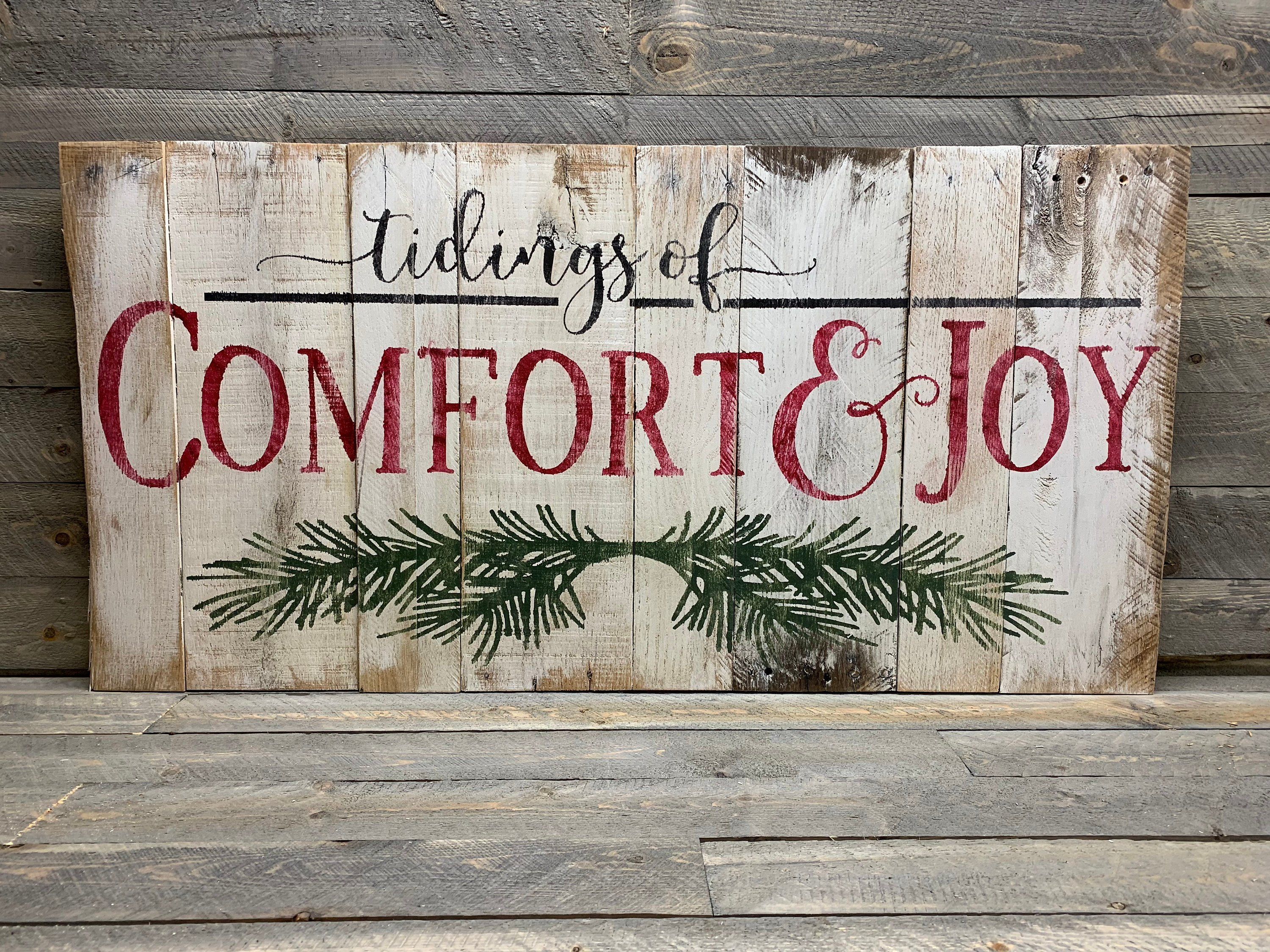 Comfort & Joy - Rustic Pallet Wall Art - Christmas Pallet Sign - Rustic Holiday Decor - Rustic Holid -   13 holiday Signs design ideas