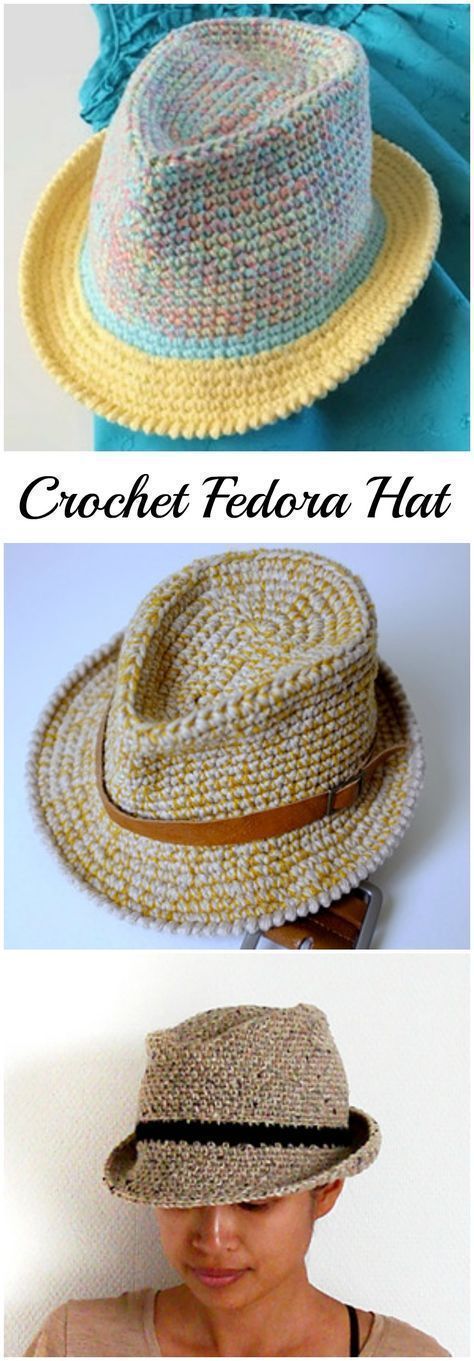 Crochet Fedora Hat (Video+Pattern -   14 knitting and crochet Hats free pattern ideas