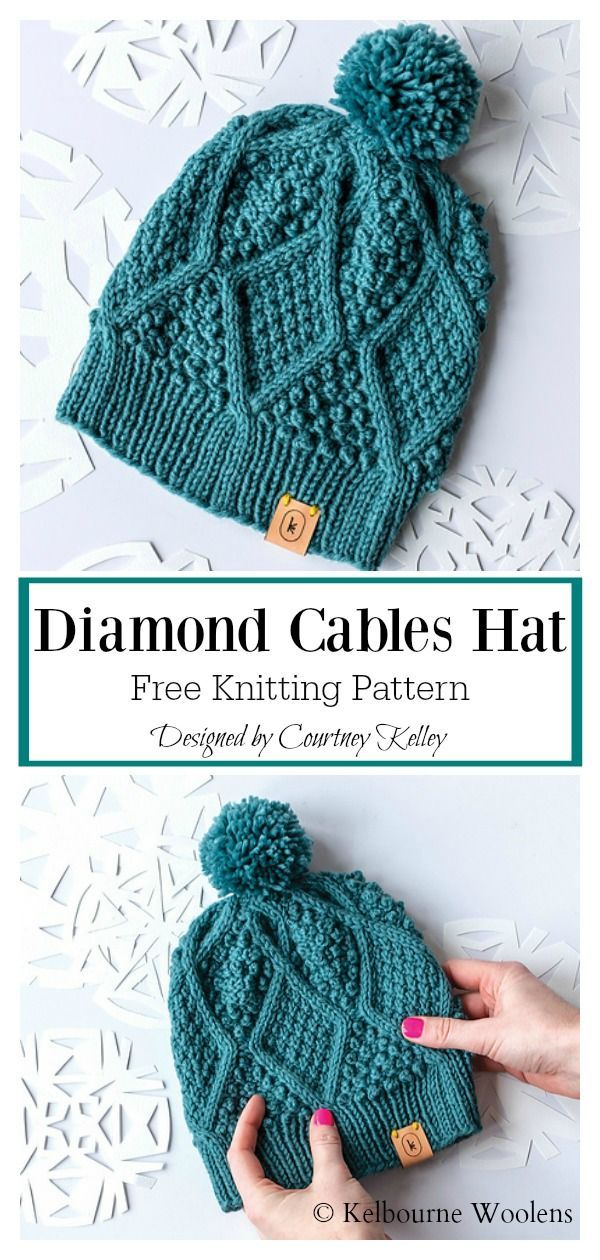 The Diamond Hat Free Knitting Pattern -   14 knitting and crochet Hats free pattern ideas