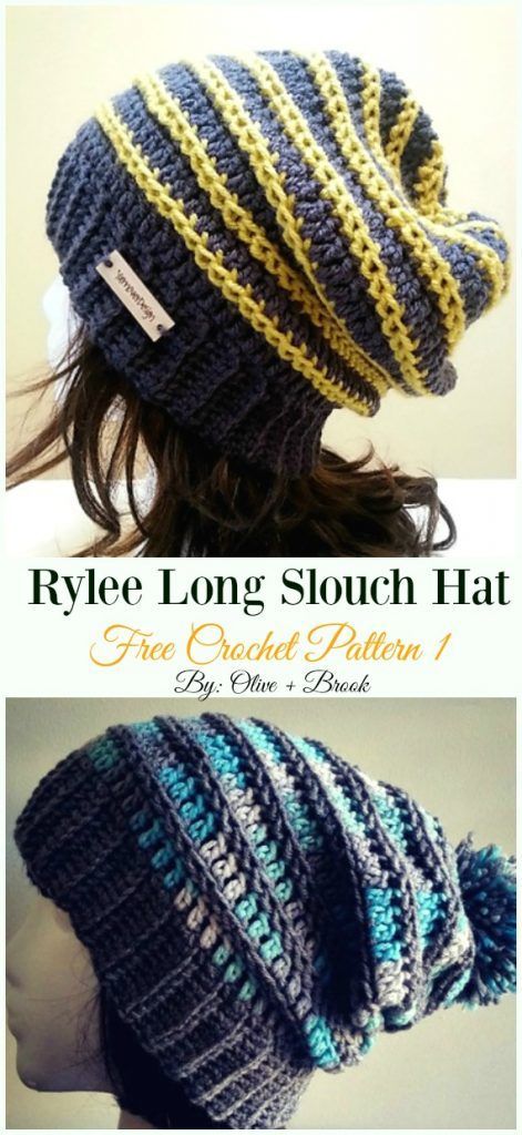 Crochet Slouchy Beanie Hat Free Patterns Tutorials -   14 knitting and crochet Hats free pattern ideas