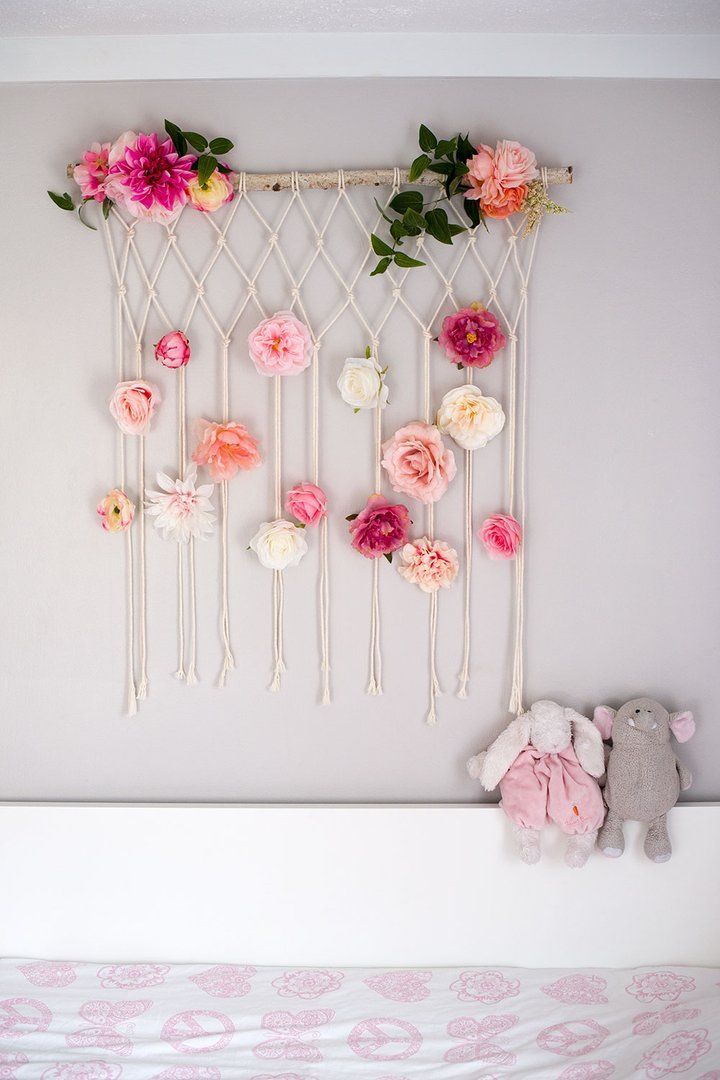 Macrame Flower Wall Hanging Baby Room Baby Girl Nursery Wall Decor -   14 room decor Wall flowers ideas