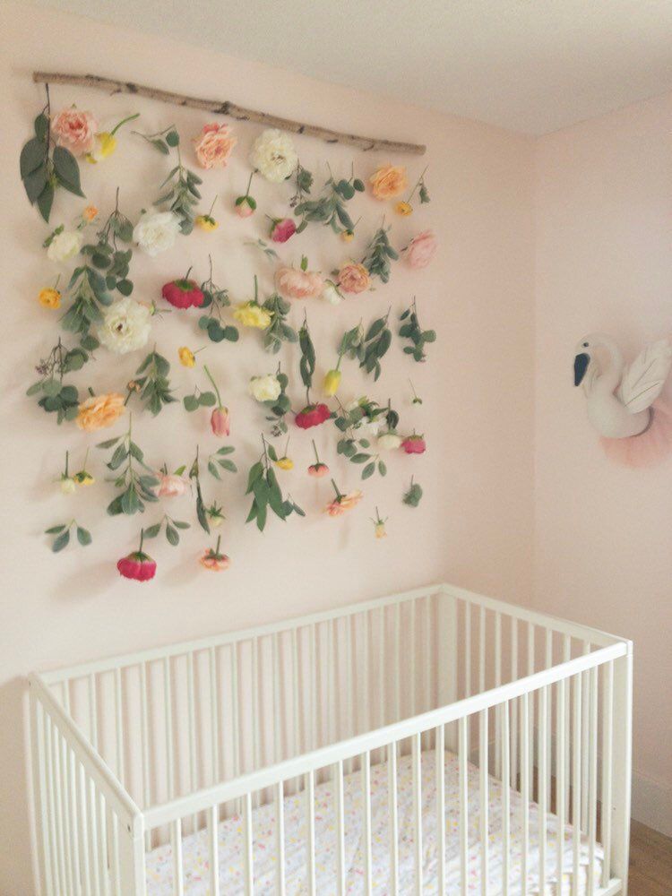 Flower Wall Hanging - Nursery Floral - Floral Backdrop - Nursery Decor - Wedding Decor - Birthday Girl Flowers - Crib Hanging Decor -   14 room decor Wall flowers ideas