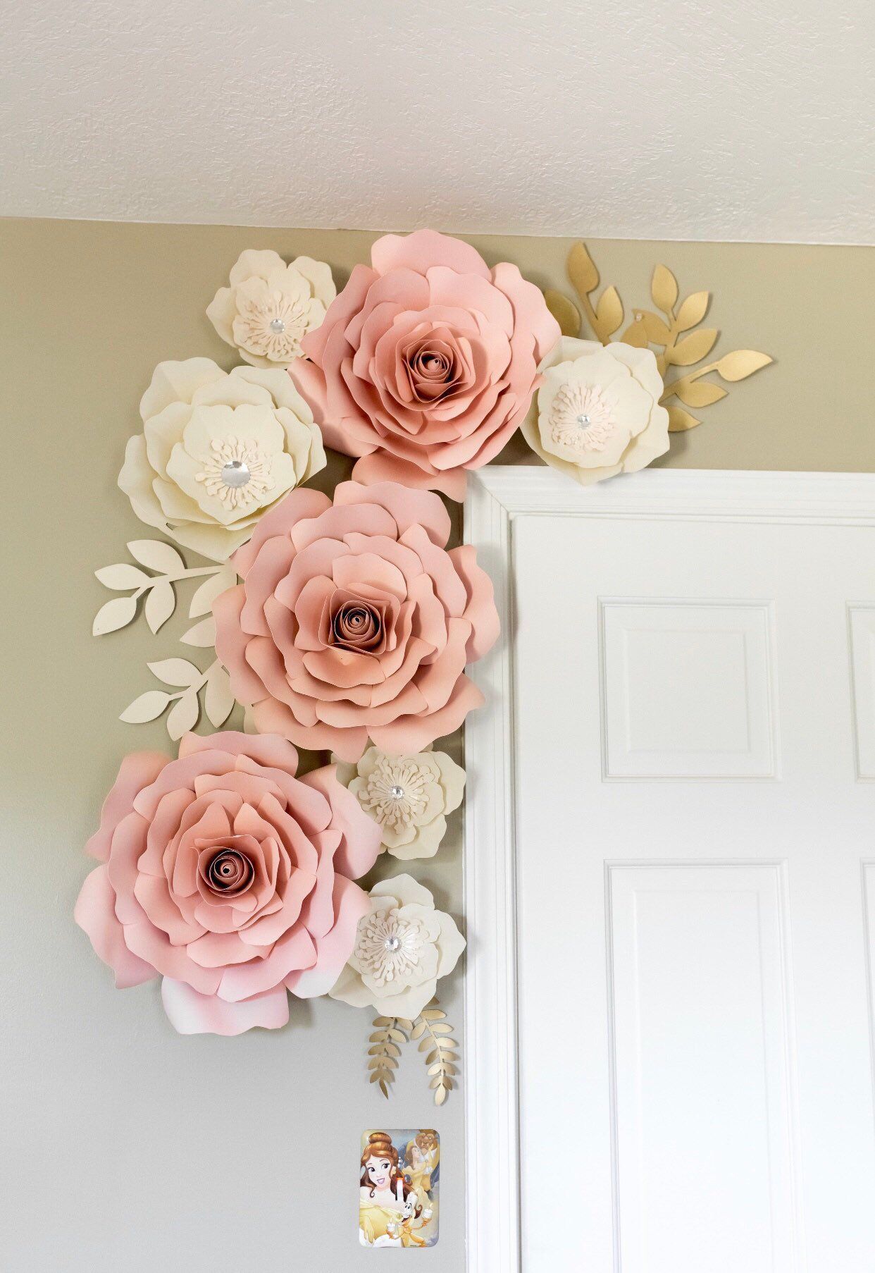Blush and white paper flowers | paper flower wall decor | nursery wall decor | paper flower backdrop | paper flower photo backdrop party -   14 room decor Wall flowers ideas