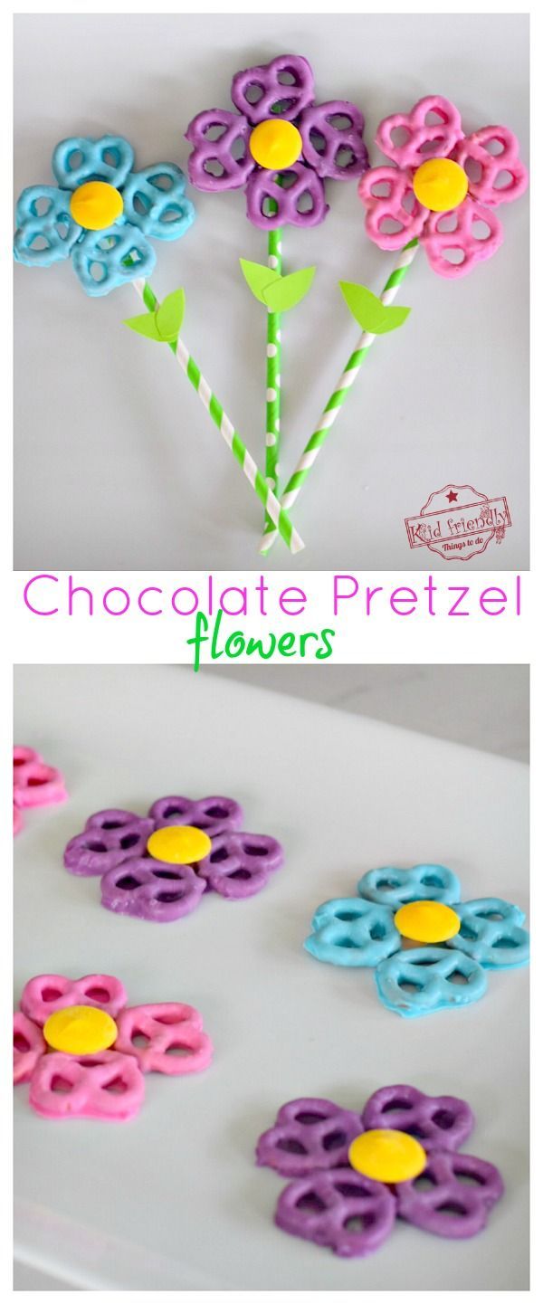 Easy Spring Flowers Chocolate Covered Pretzel Recipe -   15 mothers day desserts Chocolate ideas