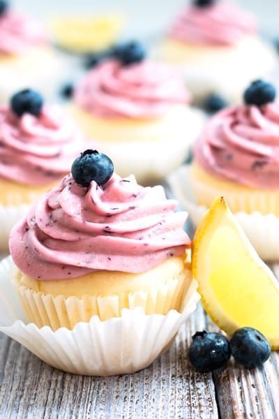 Gluten Free Lemon Cupcakes with Blueberry Frosting -   15 spring desserts Gluten Free ideas