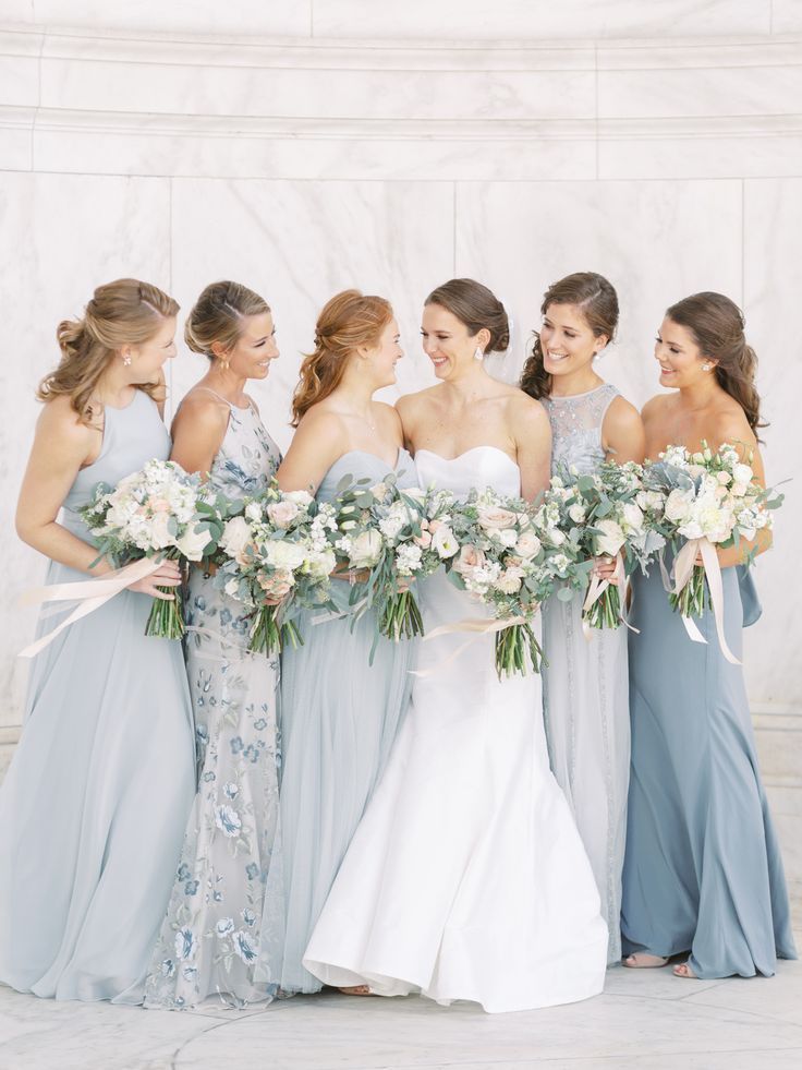 Periwinkle light blue mismatched bridesmaids dresses -   15 wedding Bridesmaids pastel ideas