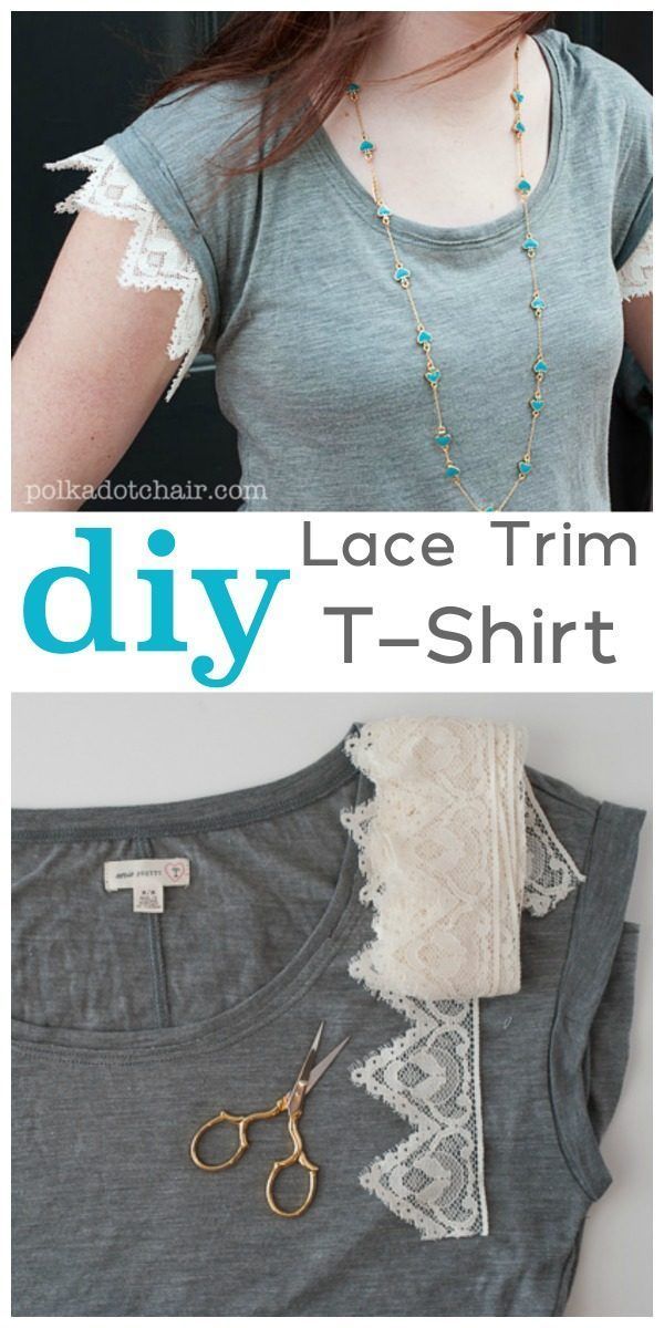 DIY Lace Trim Tee Tutorial -   16 DIY Clothes Boho tees ideas