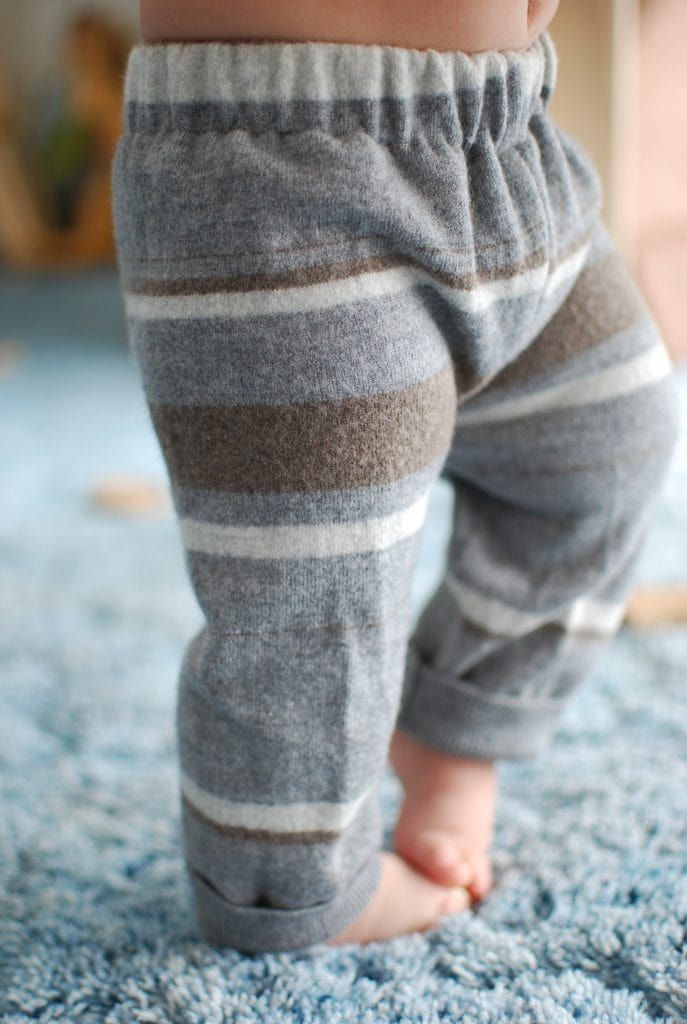 DIY Upcycled Baby Pants Made from an Old Sweater! (Machine or Hand) -   16 DIY Clothes For Kids money ideas