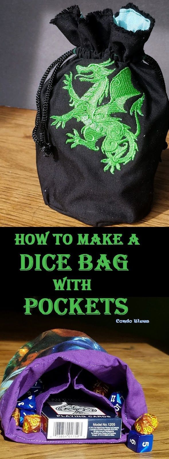 How to Make a Drawstring Dice Bag with Pockets -   16 DIY Clothes Step By Step fun ideas