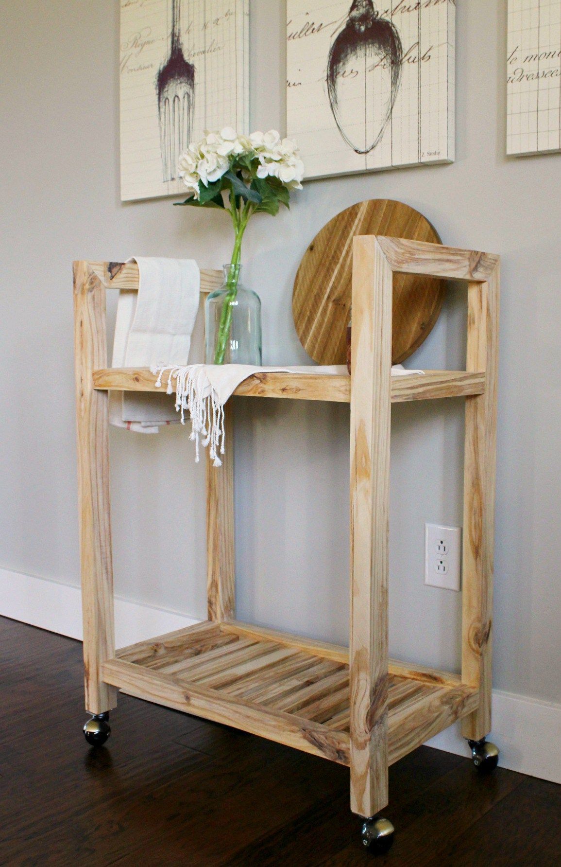DIY Bar Cart from a Single Board--2x4 and More Challenge -   16 diy projects Apartment bar carts ideas