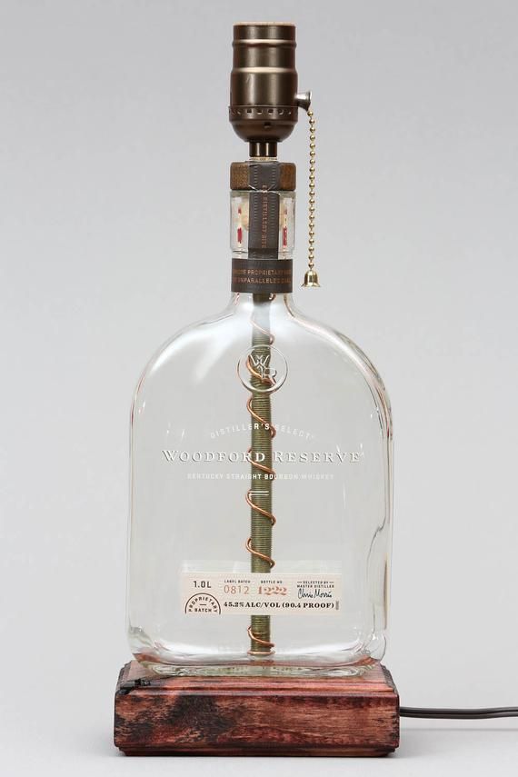 Woodford Reserve Bourbon Bottle Lamp/handmade/ man cave/light/bourbon lamp/bottle light/liquor/bar/gifts for men/whiskey/whiskey bottle lamp -   17 diy projects For Men liquor bottles ideas