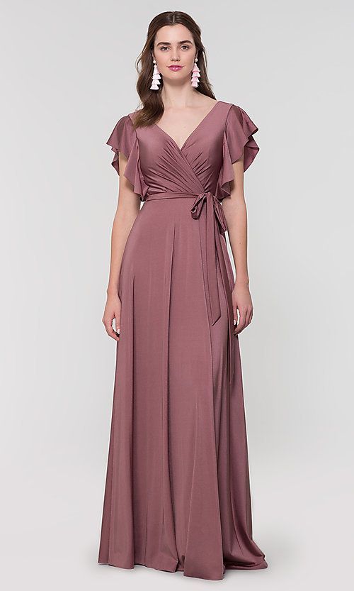 Faux-Wrap Long Jersey Bridesmaid Dress by Kleinfeld -   17 dress Wrap formal ideas