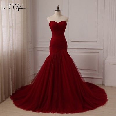 Details about Red Sweetheart Tulle Mermaid Wedding Dress Lace-up Bridal Gown Custom Made 2 4 + -   17 fancy dress Lace ideas