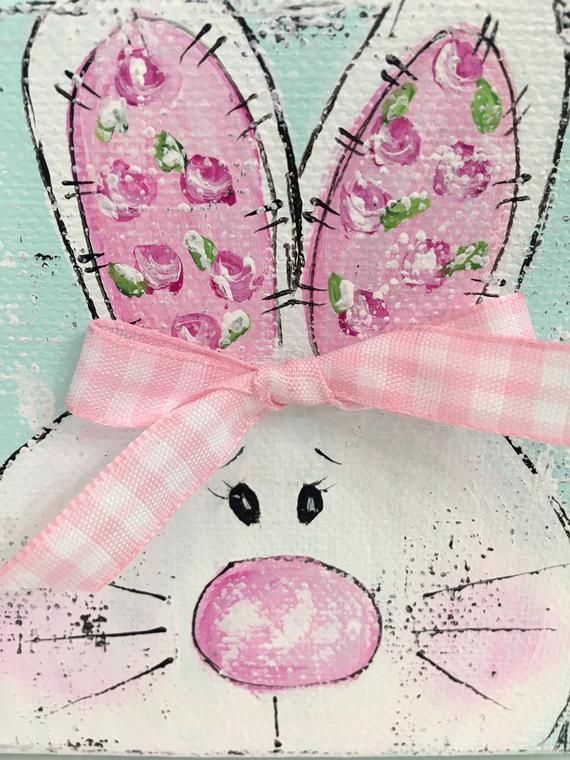 Rabbit Painting, bunny painting, Easter painting, spring decor, nursery art, Easter decor, baby gift -   18 holiday Easter tutorials ideas