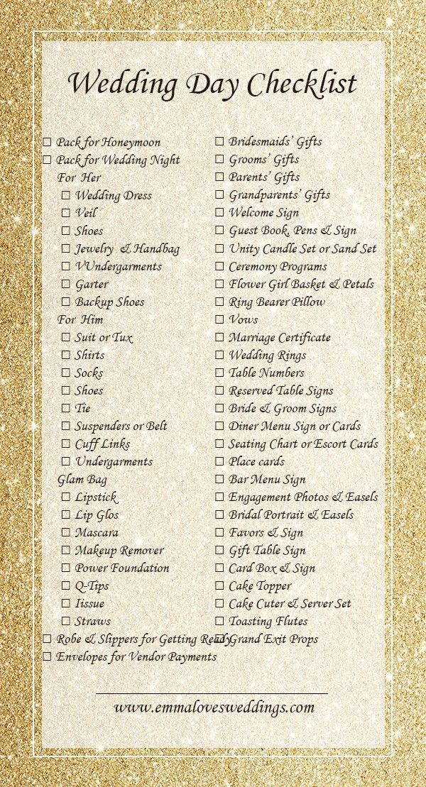 6 wedding Checklist beauty ideas