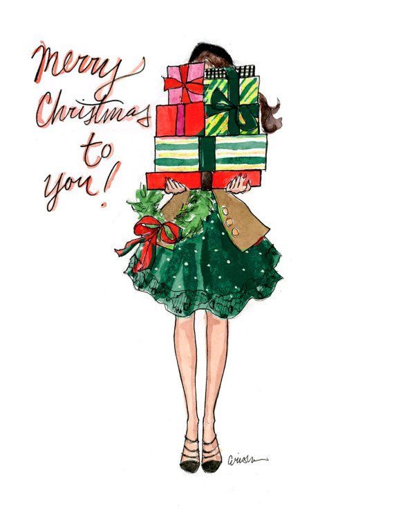 Set of Illustrated Christmas Cards: Bearing Gifts { Fashion Christmas Card } -   7 holiday Illustration winter ideas